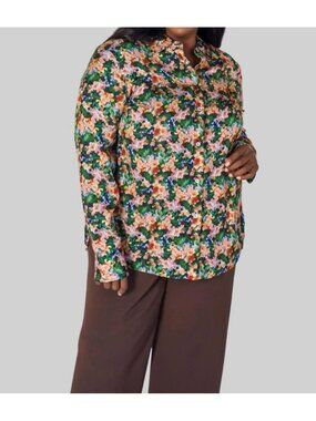 Vince Wild Primrose Silk Blend Stretch Blouse Size 1X